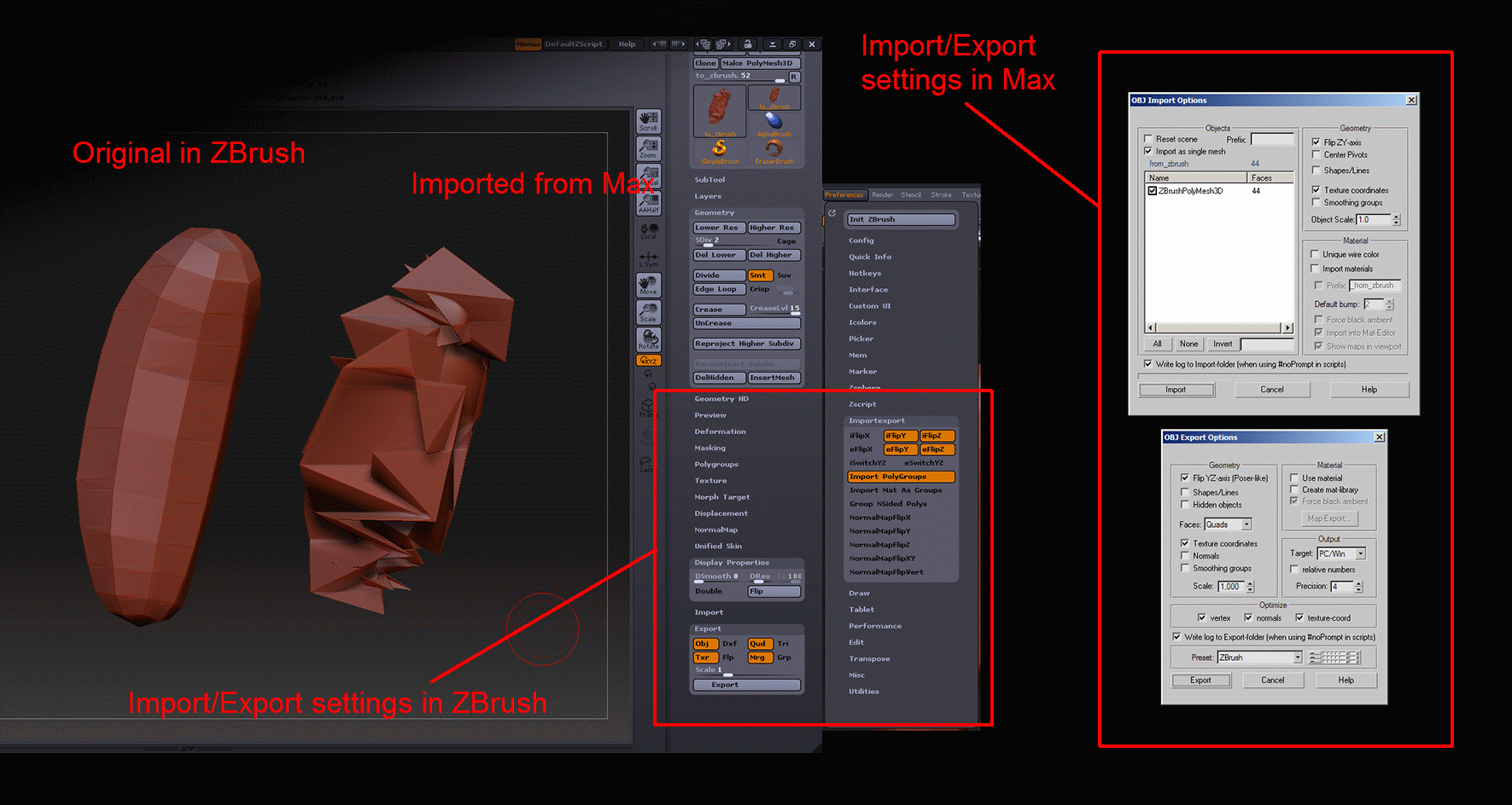 ZBrush & 3ds Max - Import/Export problems: mesh "explosion" - ZBrushCentral
