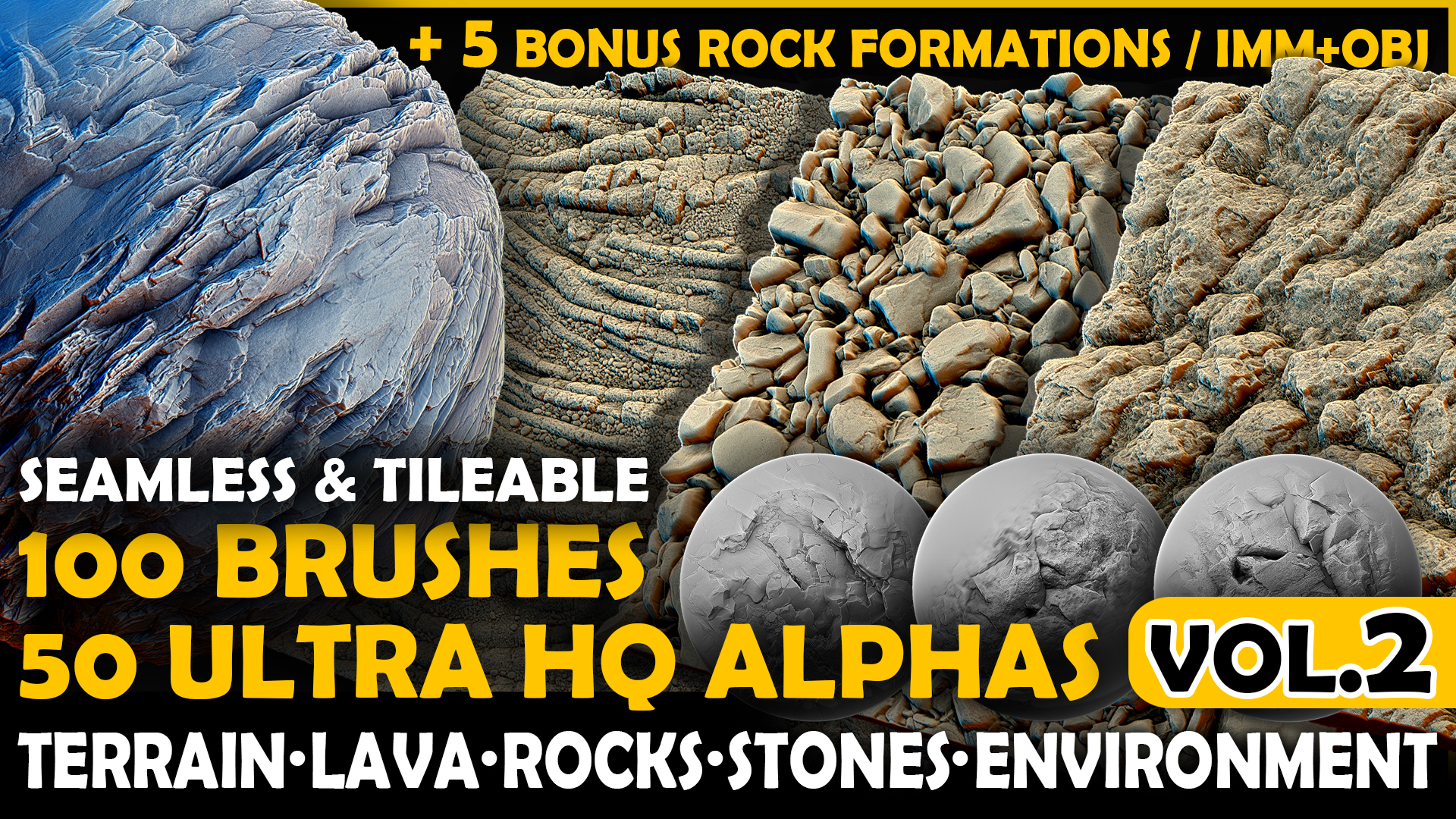 ULTRA HQ TERRAIN, ROCK SCULPT SEAMLESS ZBRUSH BRUSHES & ALPHAS VOL.2 -  ZBrushCentral