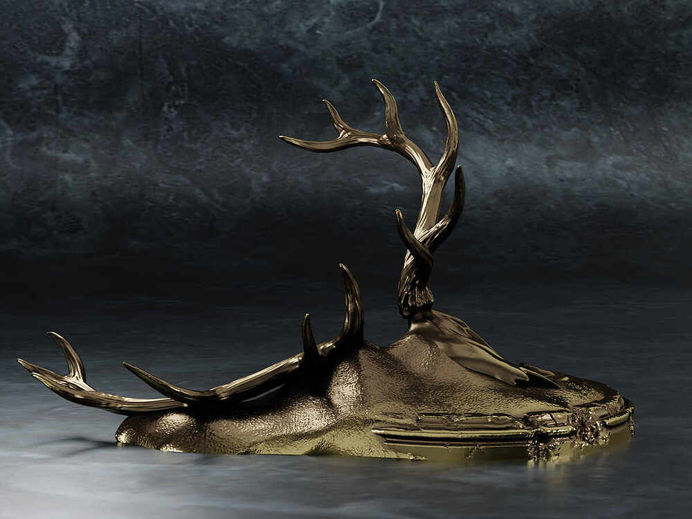 Elk Antlers on Post-Apocalyptic Pedestal - 1