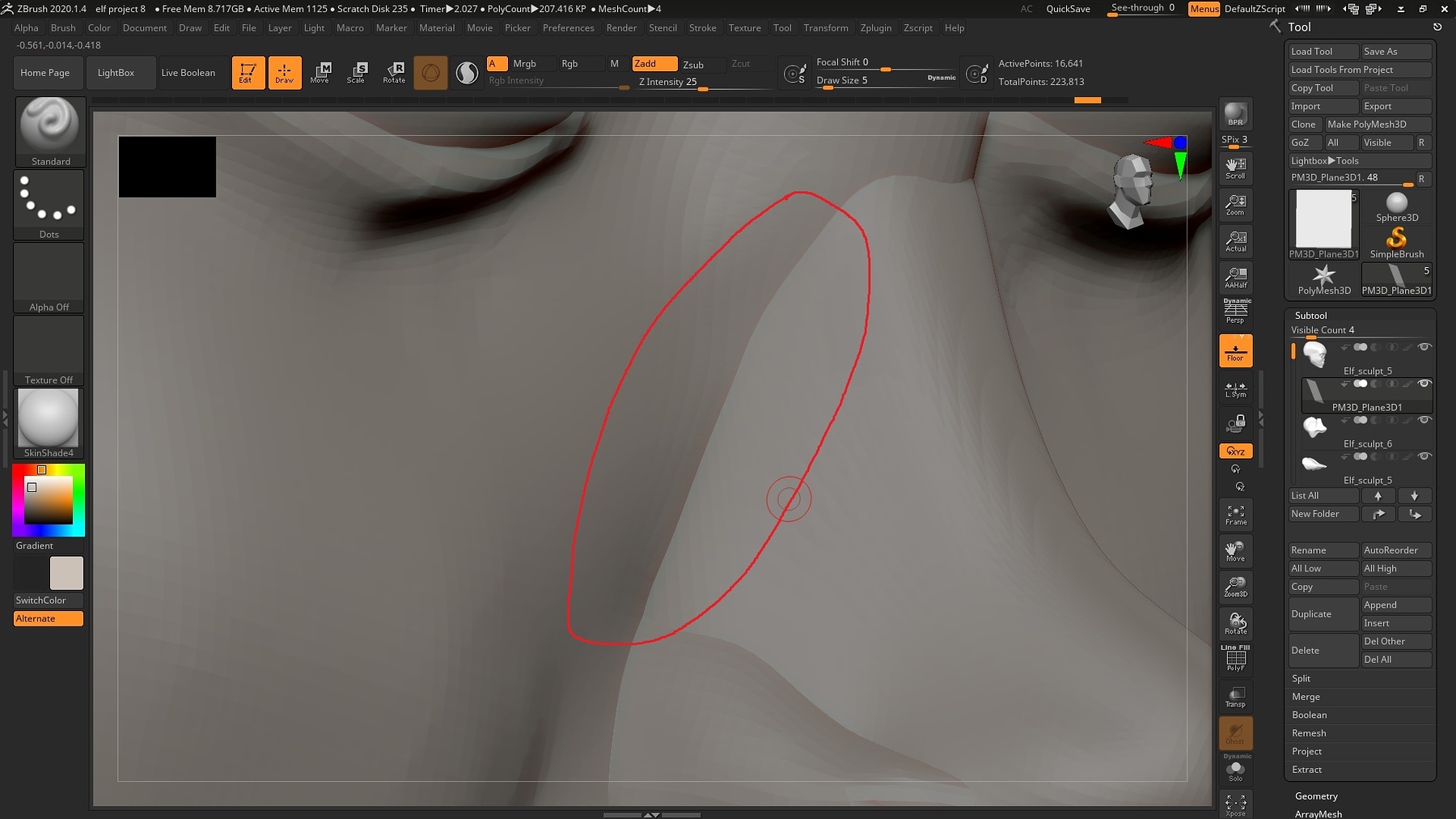 reverse visible zbrush