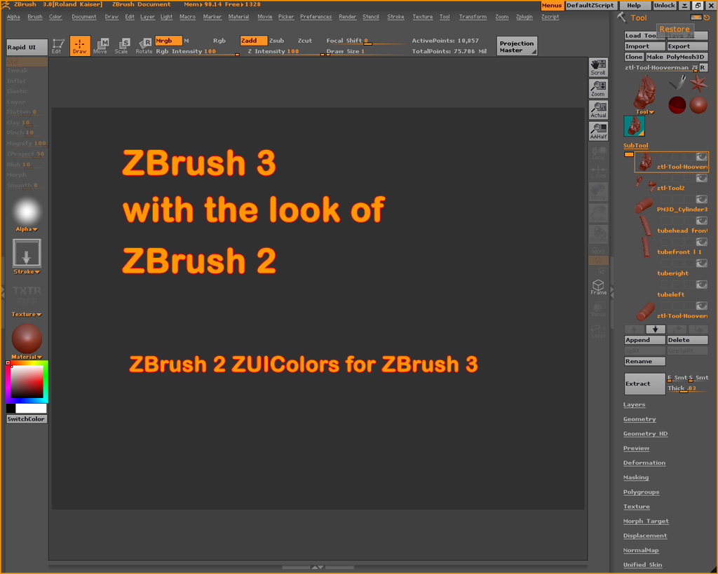 ZBrush 2 ZUIColors for ZBrush3 - ZBrushCentral