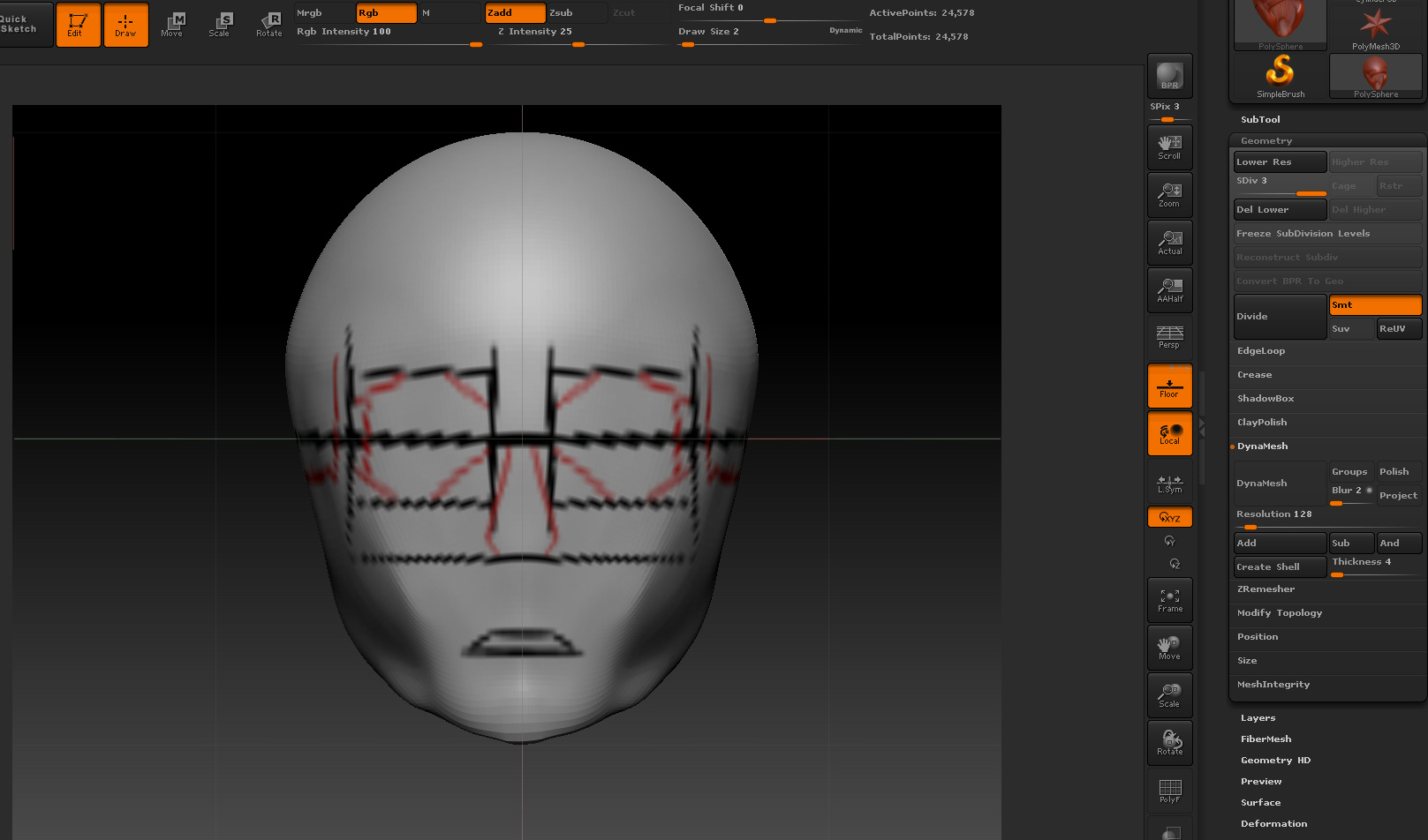 my model in zbrush is pixelated