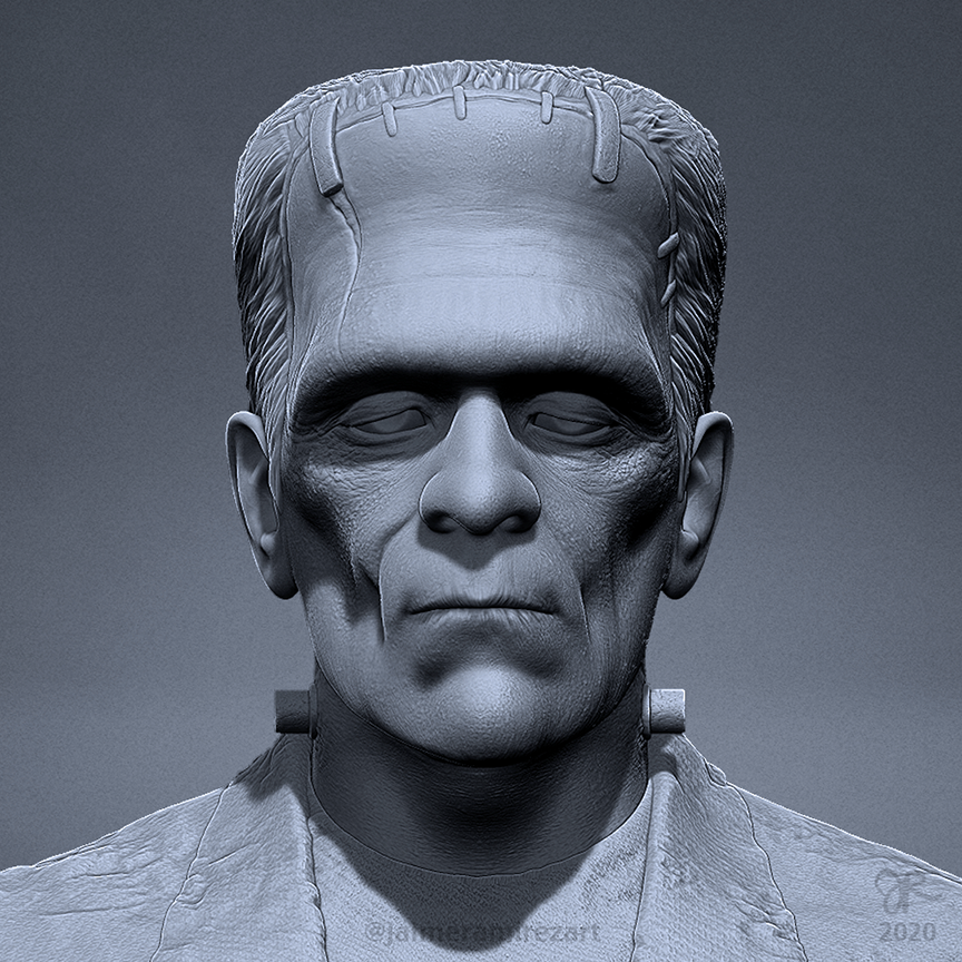 Frankenstein Bust Statue - ZBrushCentral