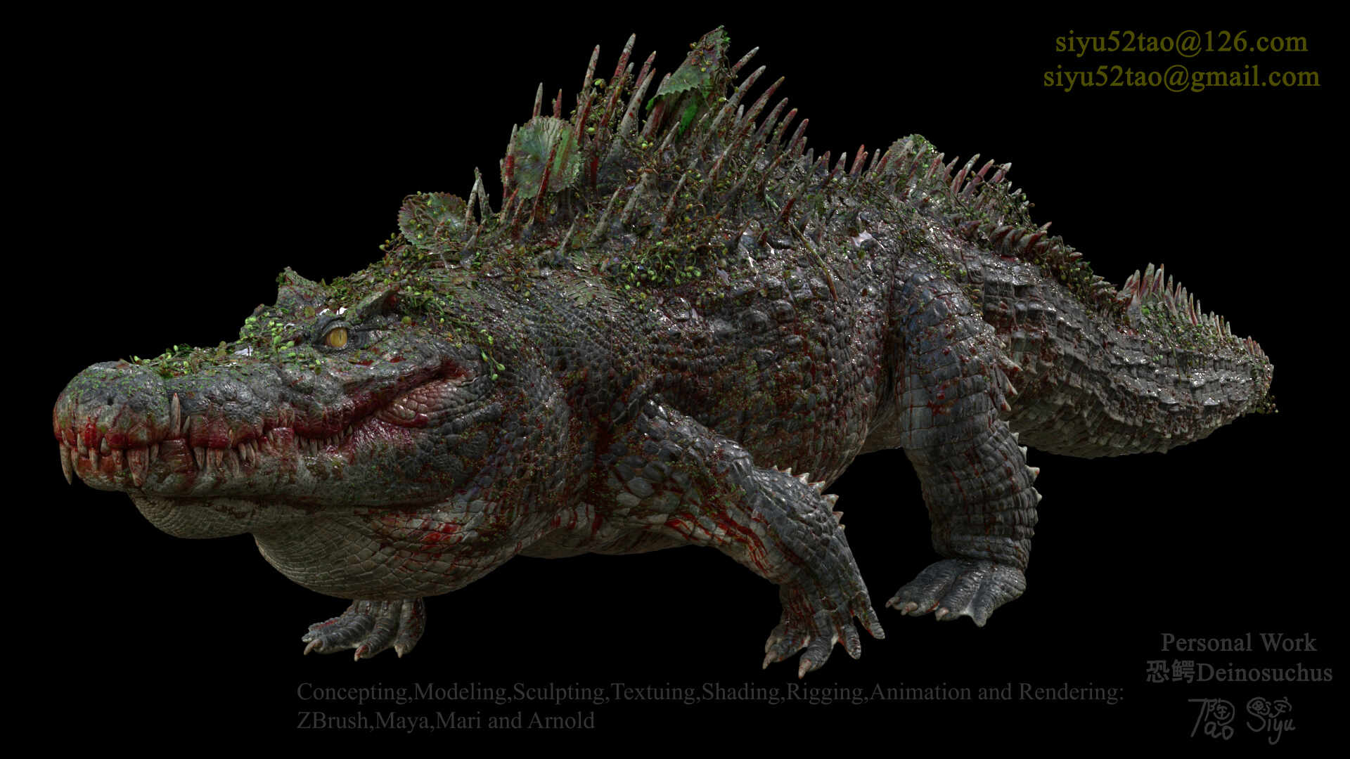 A Siyu Tao Demoreel of 恐鳄 Deinosuchus Part1 Modeling (Personal