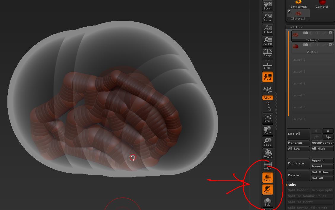 using different materials for different subtools zbrush