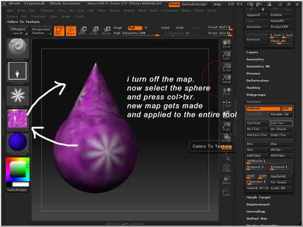 coloring a subtool zbrush