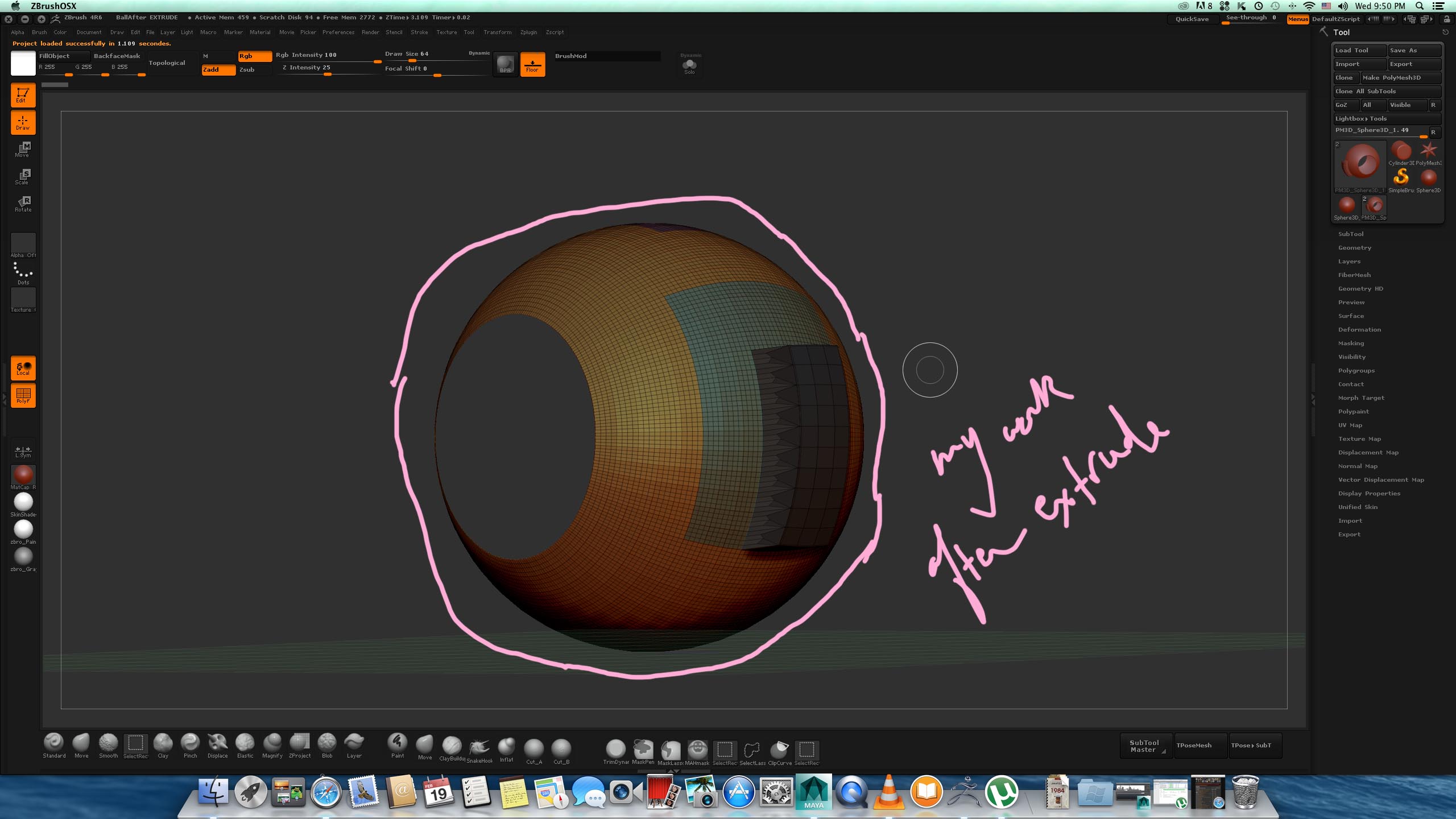 no extrude in zbrush