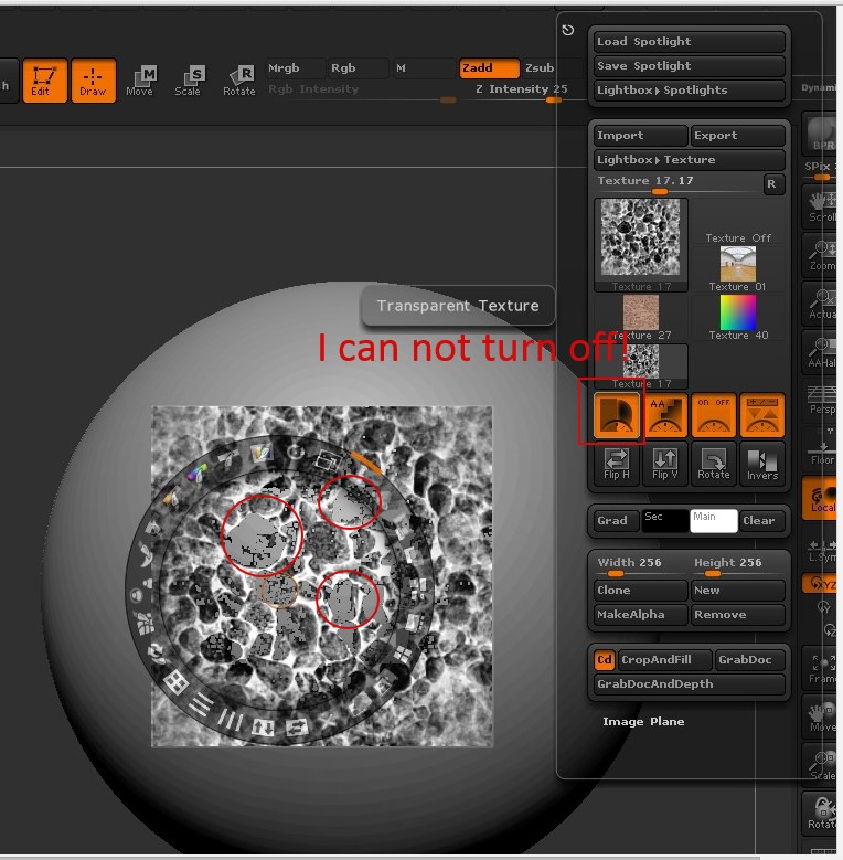 Spotlight-Transparent Texture; How disable this function? - ZBrushCentral