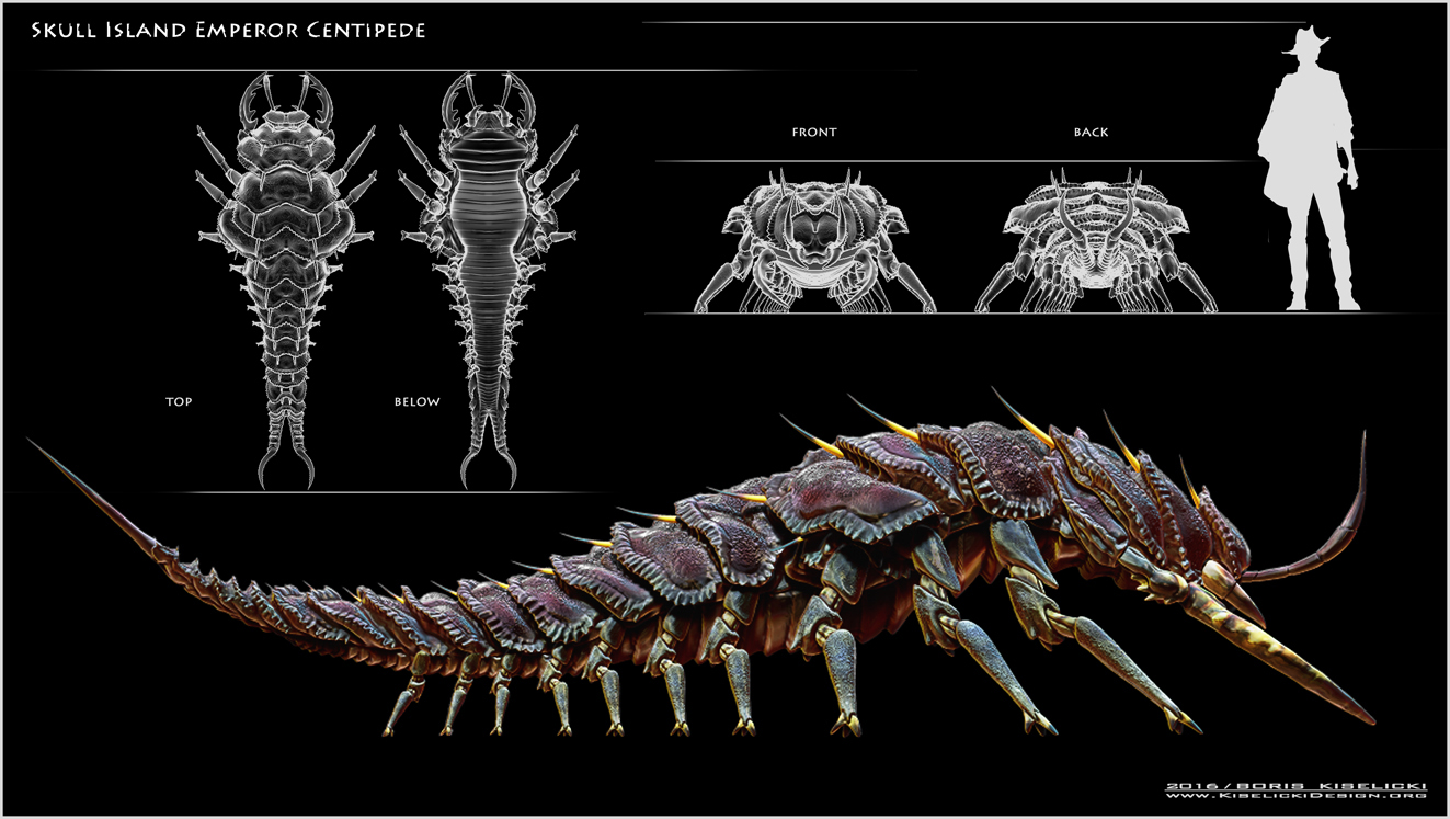 skull island fauna scale chart Bugs kaiju